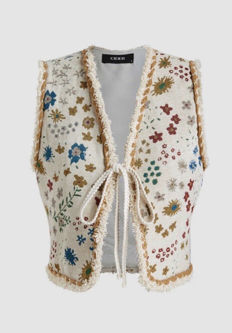 Cider Women’s L Vest Crochet Floral Boho Chic Cottage Core New